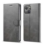 For iPhone 13 LC.IMEEKE Calf Texture Horizontal Flip Leather Case with Holder & Card Slots & Wallet(Grey)