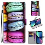 For iPhone 13 mini Coloured Drawing Cross Texture Horizontal Flip PU Leather Case with Holder & Card Slots & Wallet & Lanyard (Slant Hat Blue Mirror Cat)