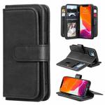 For iPhone 13 mini Multifunctional Magnetic Copper Buckle Horizontal Flip Solid Color Leather Case with 10 Card Slots & Wallet & Holder & Photo Frame (Black)