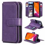 For iPhone 13 mini Multifunctional Magnetic Copper Buckle Horizontal Flip Solid Color Leather Case with 10 Card Slots & Wallet & Holder & Photo Frame (Purple)