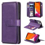 For iPhone 13 Pro Max Multifunctional Magnetic Copper Buckle Horizontal Flip Solid Color Leather Case with 10 Card Slots & Wallet & Holder & Photo Frame (Purple)