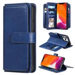 For iPhone 13 Pro Max Multifunctional Magnetic Copper Buckle Horizontal Flip Solid Color Leather Case with 10 Card Slots & Wallet & Holder & Photo Frame (Dark Blue)