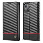 For iPhone 13 mini LC.IMEEKE Carbon Fiber PU + TPU Horizontal Flip Leather Case with Holder & Card Slot & Wallet (Horizontal Black)