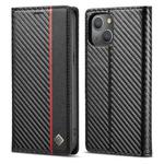 For iPhone 13 mini LC.IMEEKE Carbon Fiber PU + TPU Horizontal Flip Leather Case with Holder & Card Slot & Wallet (Vertical Black)