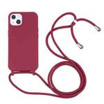 For iPhone 13 Candy Colors TPU Protective Case with Lanyard(Red)