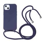For iPhone 13 Candy Colors TPU Protective Case with Lanyard(Dark Blue)