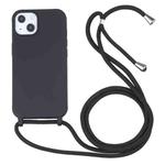 For iPhone 13 Pro Max Candy Colors TPU Protective Case with Lanyard (Black)