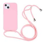 For iPhone 13 Pro Max Candy Colors TPU Protective Case with Lanyard (Pink)