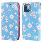 Glittering Daisy Magnetic Horizontal Flip Leather Case with Holder & Card Slots & Photo Frame For iPhone 13(Blue)