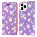 Glittering Daisy Magnetic Horizontal Flip Leather Case with Holder & Card Slots & Photo Frame For iPhone 13 Pro Max(Purple)