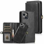 For iPhone 13 Strong Magnetic Detachable Horizontal Flip Leather Case with Card Slots & Wallet(Black)