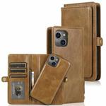 For iPhone 13 Strong Magnetic Detachable Horizontal Flip Leather Case with Card Slots & Wallet(Brown)