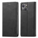 For iPhone 13 LC.IMEEKE Strong Magnetic PU + Matte TPU Horizontal Flip Leather Case with Holder & Card Slots & Wallet(Black)