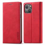For iPhone 13 LC.IMEEKE Strong Magnetic PU + Matte TPU Horizontal Flip Leather Case with Holder & Card Slots & Wallet(Red)