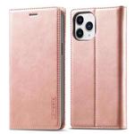 For iPhone 13 Pro Max LC.IMEEKE Strong Magnetic PU + Matte TPU Horizontal Flip Leather Case with Holder & Card Slots & Wallet (Rose Gold)