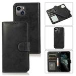 For iPhone 13 Retro 2 in 1 Detachable Horizontal Flip Leather Case with Card Slots & Wallet(Black)