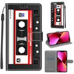 For iPhone 13 Voltage Colored Drawing Magnetic Clasp Horizontal Flip PU Leather Case with Holder & Card Slots(C10 Black Red Tape)