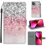 For iPhone 13 Voltage Colored Drawing Magnetic Clasp Horizontal Flip PU Leather Case with Holder & Card Slots(C13 Silver Pink Glitter)