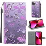 For iPhone 13 Voltage Colored Drawing Magnetic Clasp Horizontal Flip PU Leather Case with Holder & Card Slots(C16 Water Drop Six Petal Flower)