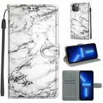 For iPhone 13 Pro Voltage Colored Drawing Magnetic Clasp Horizontal Flip PU Leather Case with Holder & Card Slots (C01 White Marble)