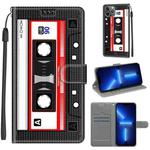 For iPhone 13 Pro Voltage Colored Drawing Magnetic Clasp Horizontal Flip PU Leather Case with Holder & Card Slots (C10 Black Red Tape)