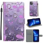 For iPhone 13 Pro Voltage Colored Drawing Magnetic Clasp Horizontal Flip PU Leather Case with Holder & Card Slots (C16 Water Drop Six Petal Flower)