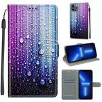 For iPhone 13 Pro Max Voltage Colored Drawing Magnetic Clasp Horizontal Flip PU Leather Case with Holder & Card Slots (C05 Purple Blue Water Drops)