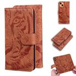 For iPhone 13 mini Tiger Embossing Pattern Horizontal Flip Leather Case with Holder & Card Slots & Wallet (Brown)