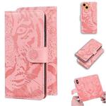 For iPhone 13 mini Tiger Embossing Pattern Horizontal Flip Leather Case with Holder & Card Slots & Wallet (Pink)