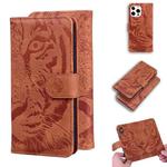 For iPhone 13 Pro Tiger Embossing Pattern Horizontal Flip Leather Case with Holder & Card Slots & Wallet (Brown)