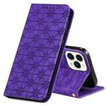 For iPhone 13 Pro Lucky Flowers Embossing Pattern Magnetic Horizontal Flip Leather Case with Holder & Card Slots (Purple)