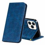 For iPhone 13 Pro Max Lucky Flowers Embossing Pattern Magnetic Horizontal Flip Leather Case with Holder & Card Slots (Dark Blue)