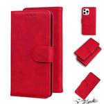 For iPhone 13 Pro Skin Feel Pure Color Horizontal Flip Leather Case with Holder & Card Slots & Wallet (Red)