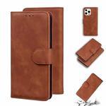 For iPhone 13 Pro Skin Feel Pure Color Horizontal Flip Leather Case with Holder & Card Slots & Wallet (Brown)