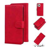 For iPhone 13 Pro Max Skin Feel Pure Color Horizontal Flip Leather Case with Holder & Card Slots & Wallet (Red)