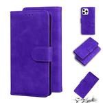 For iPhone 13 Pro Max Skin Feel Pure Color Horizontal Flip Leather Case with Holder & Card Slots & Wallet (Purple)
