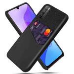 For Huawei Enjoy 20 Pro Cloth Texture PC + PU Leather Back Cover Shockproof Case with Card Slot(Black)