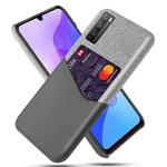 For Huawei Enjoy 20 Pro Cloth Texture PC + PU Leather Back Cover Shockproof Case with Card Slot(Grey)