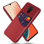 For Huawei Mate 20 Cloth Texture PC + PU Leather Back Cover Shockproof Case with Card Slot(Red)
