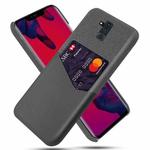 For Huawei Mate 20 Lite Cloth Texture PC + PU Leather Back Cover Shockproof Case with Card Slot(Grey)