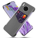 For Huawei Mate 30 Pro Cloth Texture PC + PU Leather Back Cover Shockproof Case with Card Slot(Grey)