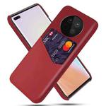 For Huawei Mate 40 Cloth Texture PC + PU Leather Back Cover Shockproof Case with Card Slot(Red)