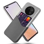 For Huawei Mate 40 Pro Cloth Texture PC + PU Leather Back Cover Shockproof Case with Card Slot(Grey)