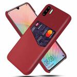 For Huawei P30 Pro Cloth Texture PC + PU Leather Back Cover Shockproof Case with Card Slot(Red)
