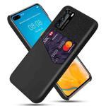 For Huawei P40 Cloth Texture PC + PU Leather Back Cover Shockproof Case with Card Slot(Black)