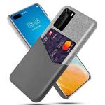 For Huawei P40 Pro Cloth Texture PC + PU Leather Back Cover Shockproof Case with Card Slot(Grey)