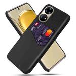 For Huawei P50 Pro Cloth Texture PC + PU Leather Back Cover Shockproof Case with Card Slot(Black)