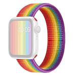 Single Lap Nylon Watch Band, Size: S 145mm For Apple Watch Ultra 49mm / Series 8&7 45mm / SE 2&6&SE&5&4 44mm / 3&2&1 42mm(Rainbow)