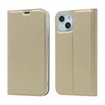 For iPhone 13 mini Magnetic Suction Electric Pressed Horizontal Flip Leather Case with Holder (Gold)