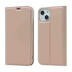 For iPhone 13 Magnetic Suction Electric Pressed Horizontal Flip Leather Case with Holder(Rose Gold)